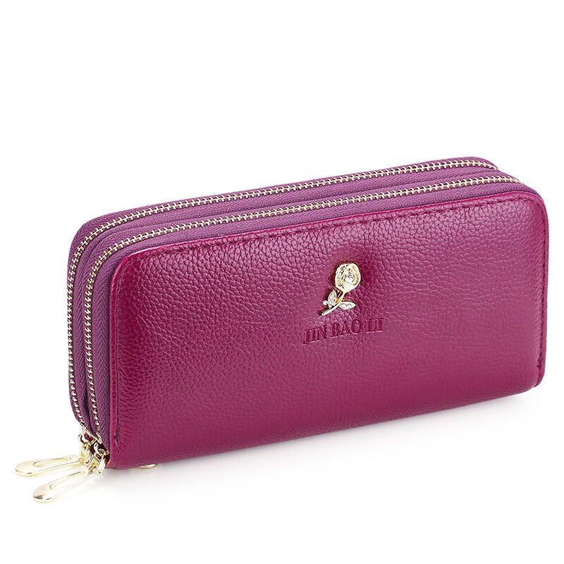 Korean Style Large Capacity Double Zipper Ladies Long Clutch Wallet and Coin Purse
