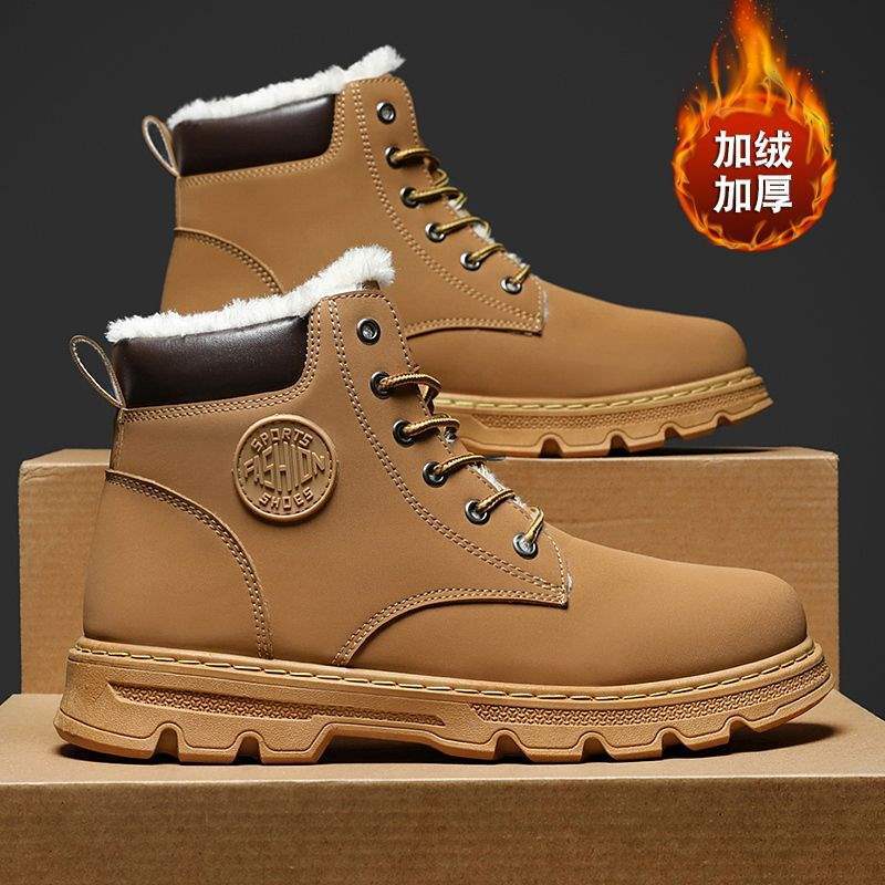 Winter Schneestiefel Herren Fleece Verdickt Thermische Martin Stiefel Herren Casual Kurze Stiefel High Top Wasserdicht Nordost Baumwollschuhe