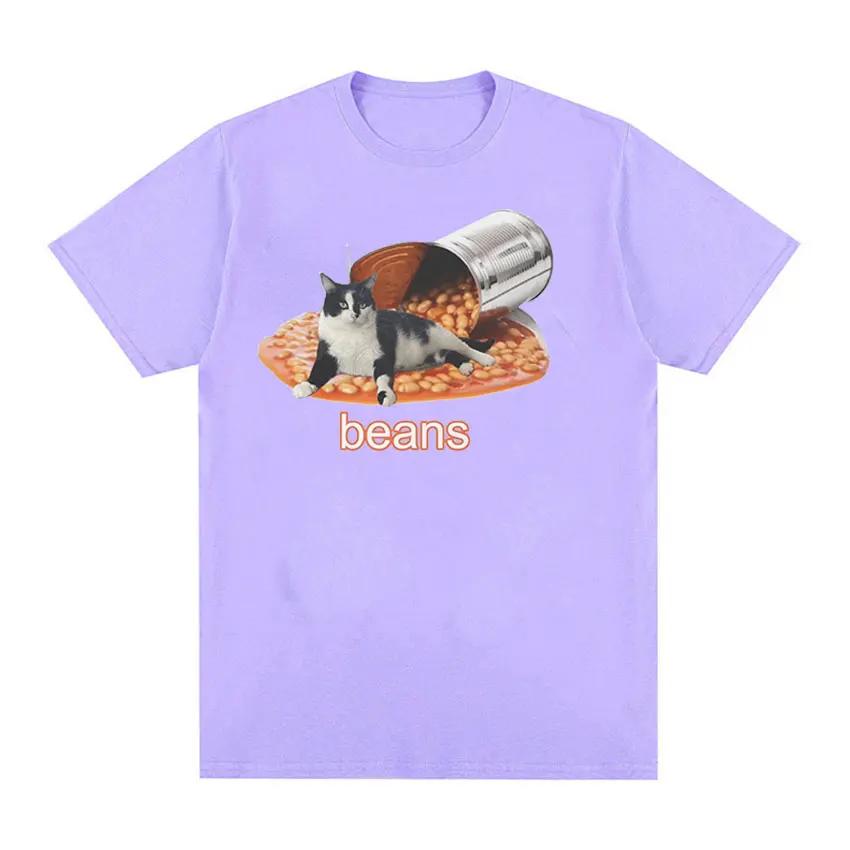 Funny Cat In Bean Can Meme Graphic T-shirt Men's High Quality O Collar Fashion T-shirt Casual 100% Cotton Oversized T-shirt