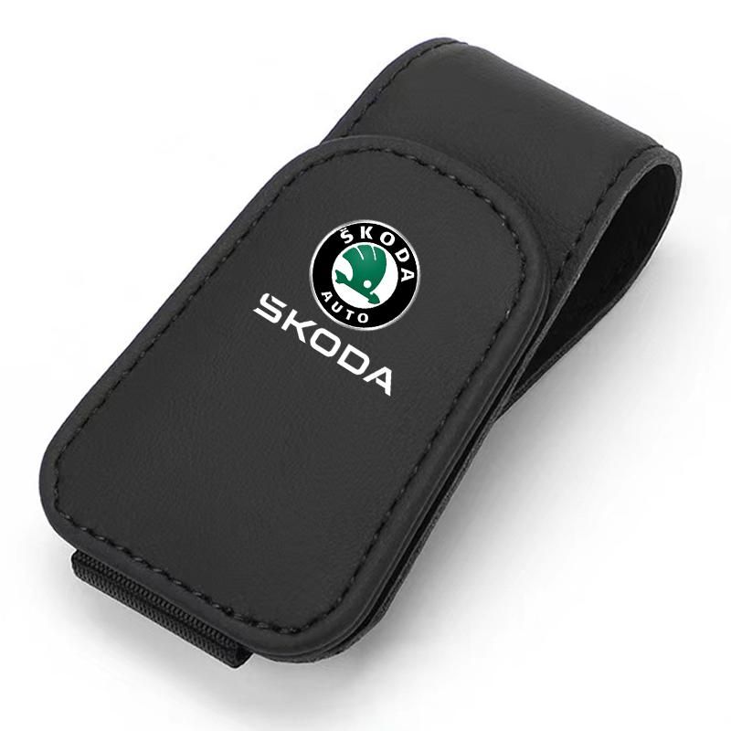 DYZ5 Automotive Glasses Storage Clip Visor Sunglasses Holder For Skoda Enyaq A7 Octavia Kodiaq Fabia Superb Rapid Kamiq Karoq