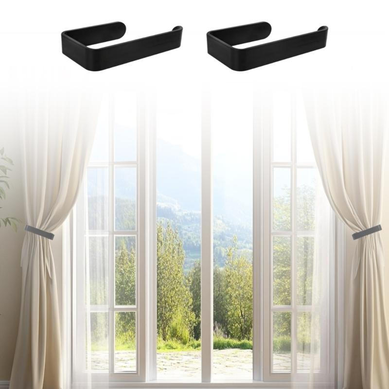 2Pcs Acrylic Curtain Tiebacks Holdbacks Hooks Wall Mounted Window Drapery Holders Buckles for Home and Office Decors