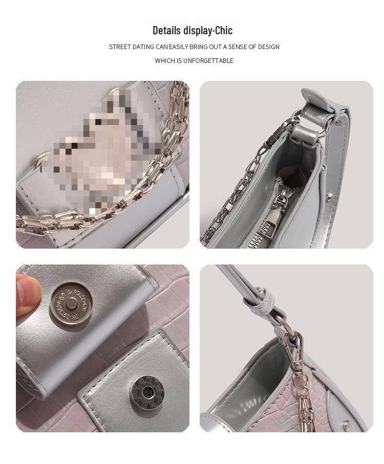 2024 Chic Crocodile Pattern Crossbody Bag - Versatile Shoulder, Handheld, Underarm Bag with Fashionable Chain Detailing for Spicy Style Enthusiasts.