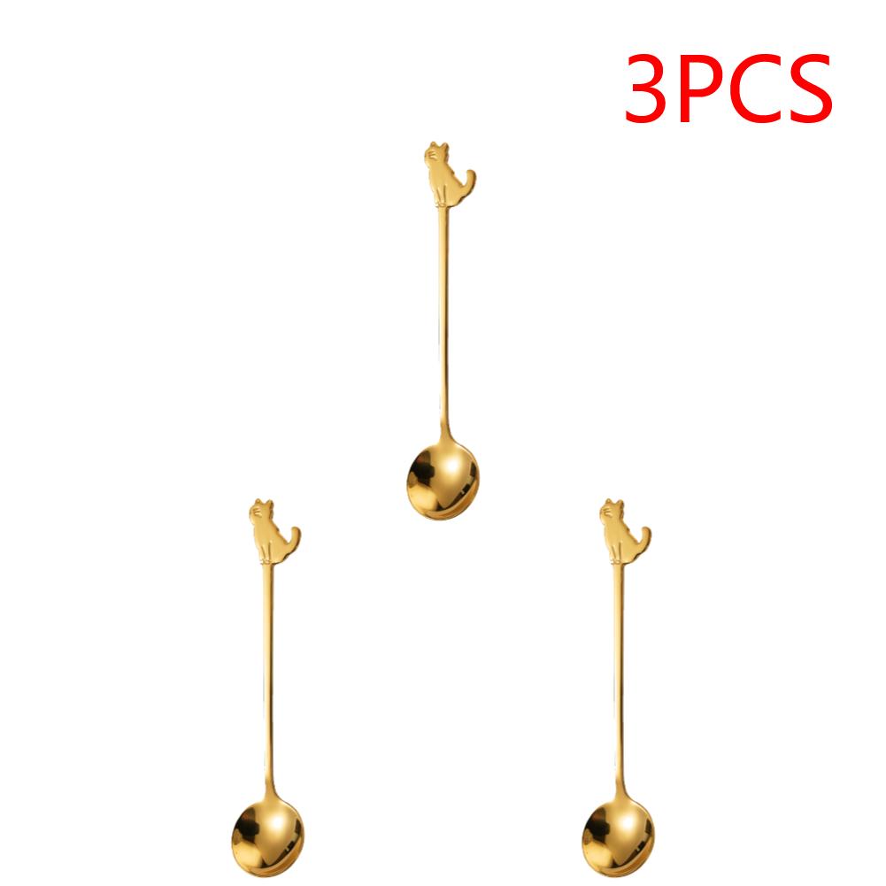 Cat Spoon Stainless Steel Cute Kitten Stirring Spoon Cat Shaped Teaspoon for Coffee/Tea/Dessert/Drink/Mixing/Milkshake