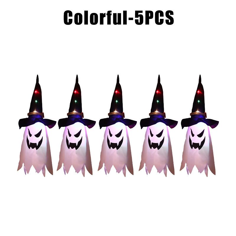 Glow in Dark Halloween Pendant LED Light Up Ghost Wizard Hat Necklace Scary Party Prop Festival Dress Up Accessory