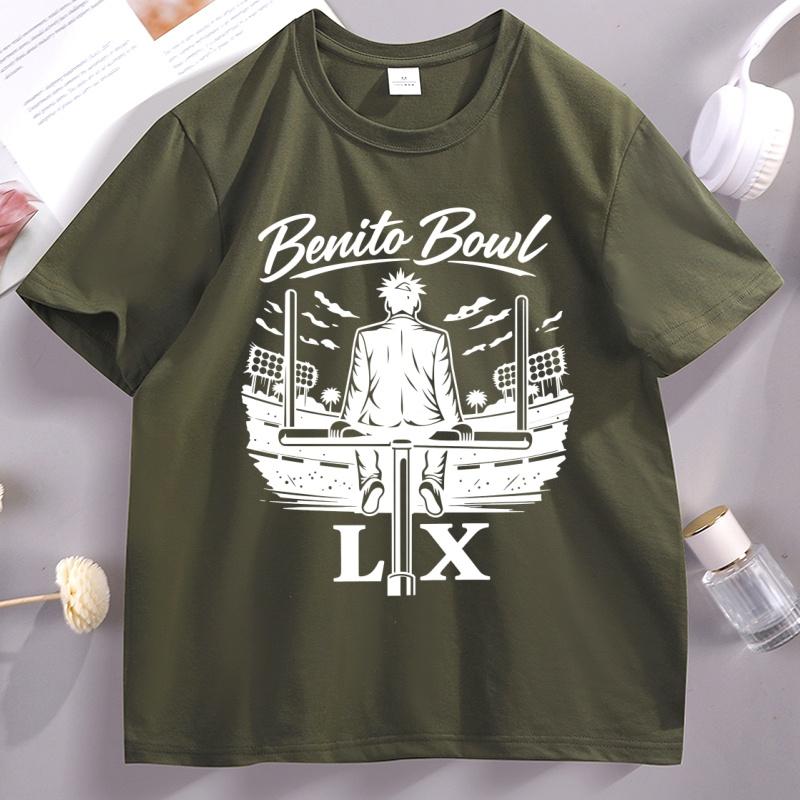 Bad Bunny Benito Bowl LX Stadium T Shirt for Unisex Women Casual Round Neck Tshirt Cotton Short Sleeve Loose Streetwear Clothes