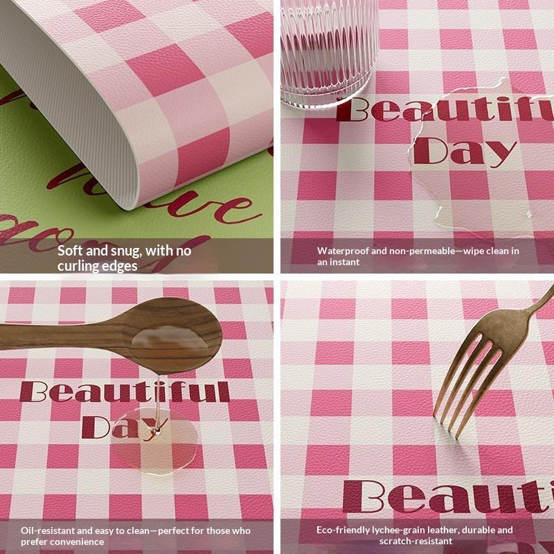 Cute Pink Green Plaid Printed Large Desk Mat Waterproof Non Slip For Home Office Work Study Gaming