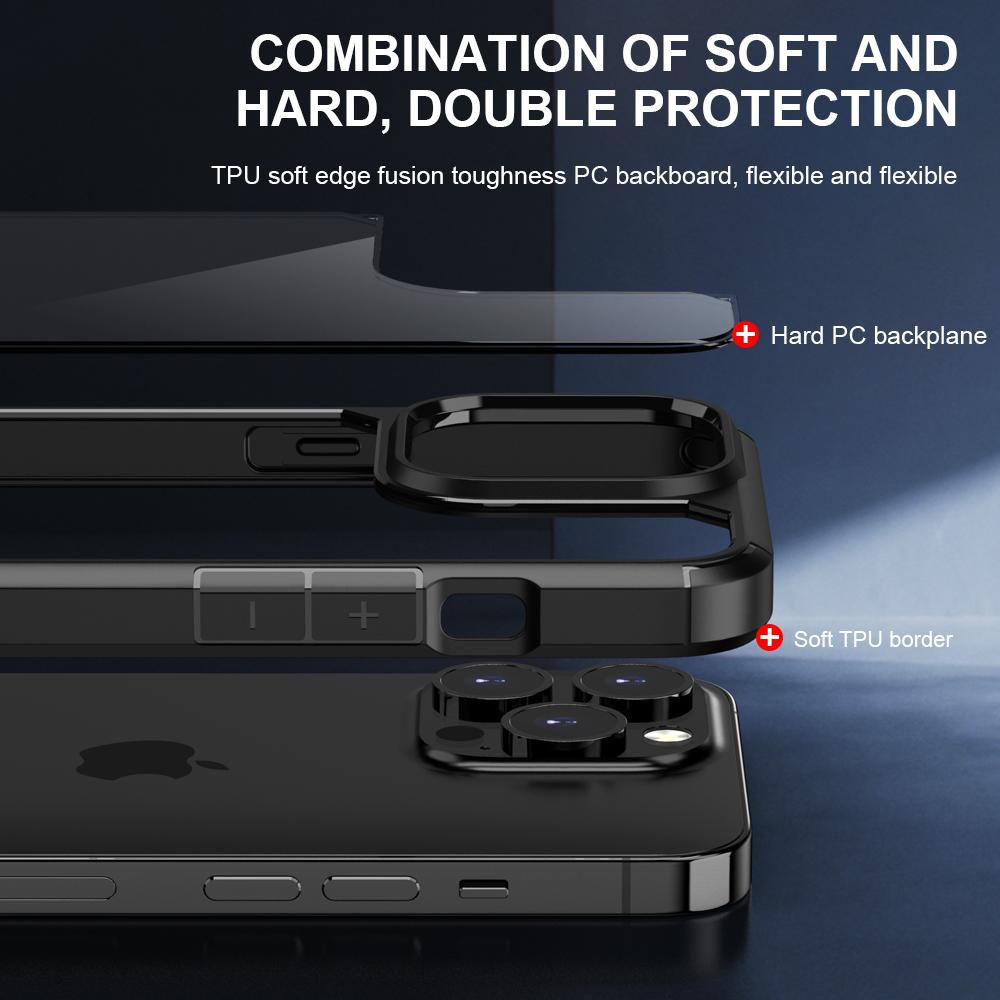Defense Armor Series for iPhone 14 Pro Max Clear Back Phone Case TPU+PC Shock Absorption Cover