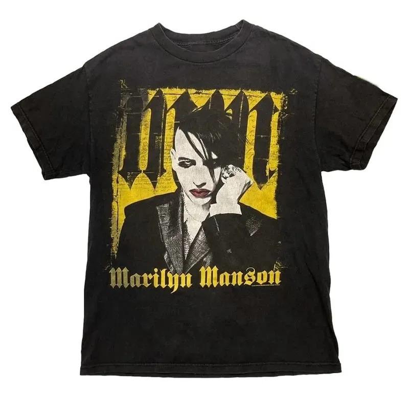 

Marilyn Manson Индустриальный Метал 90-х Винтажный Портрет Графика Оверсайз Стирка Уличная Одежда Футболка Топ для Фанатов Рока и Готики 4XL