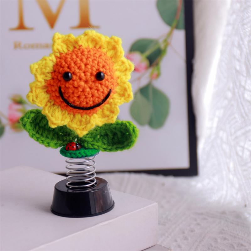 Car Decoration Ornaments Hand-woven Sunflower Shake Head Interior Decoration Flower Simulation Pendent Car Styling
