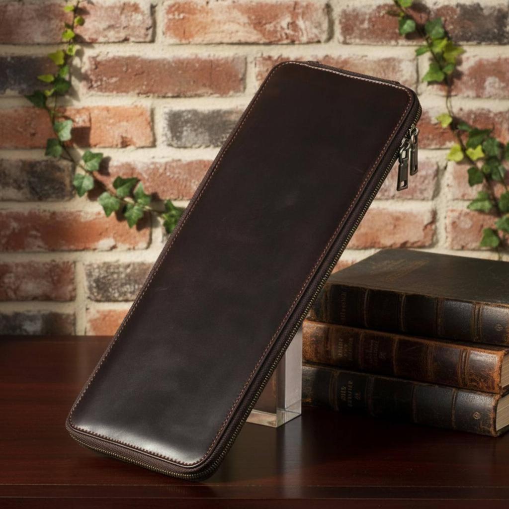 Travel Tie Case Portable Leather Necktie Storage Box for Business Commuters, Men