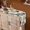 Christmas Linen Table Runner Holiday Party Decor Reusable Winter Watercolor Trees Snowflakes Table Runners Christmas Decorations