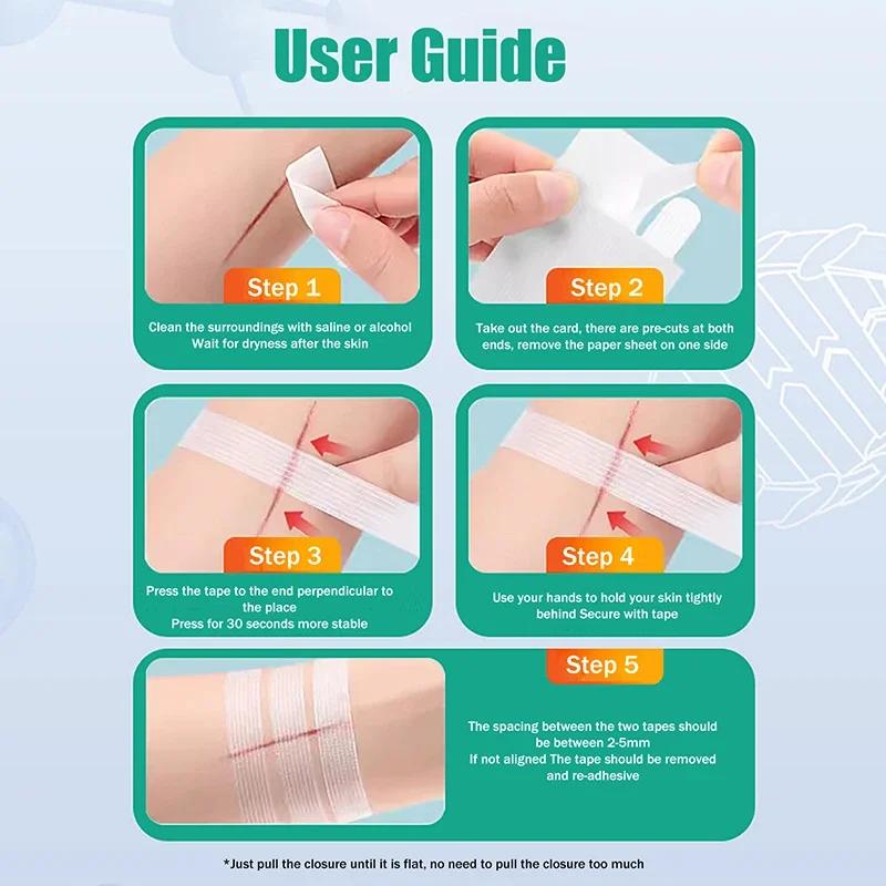 3/5/6Pcs Wound Closure Tape Adhesive Sterile Medical Bandage Strip Skin Repair First Aid Kit Surgical Breathable Tape