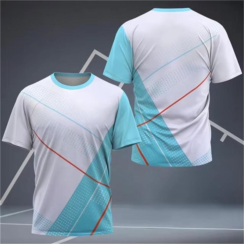 Simple Geometric Patterns Badminton T Shirts For Men Summer Fashion Short Sleeve 3D Printed T-shirt Casual Oversized Sports Tees