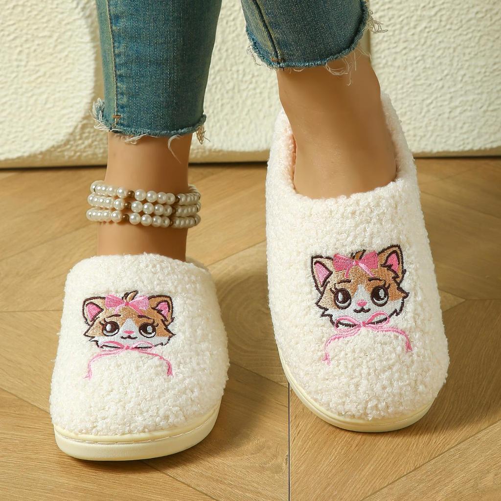 Autumn/Winter Couple's Cat-Themed Non-Slip Indoor Cotton Slippers for Men & Women