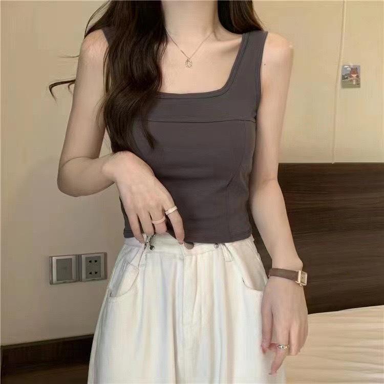 Korean-Style Sweet & Spicy Women's Camisole with Chest Pads – Slim Fit Sleeveless Top