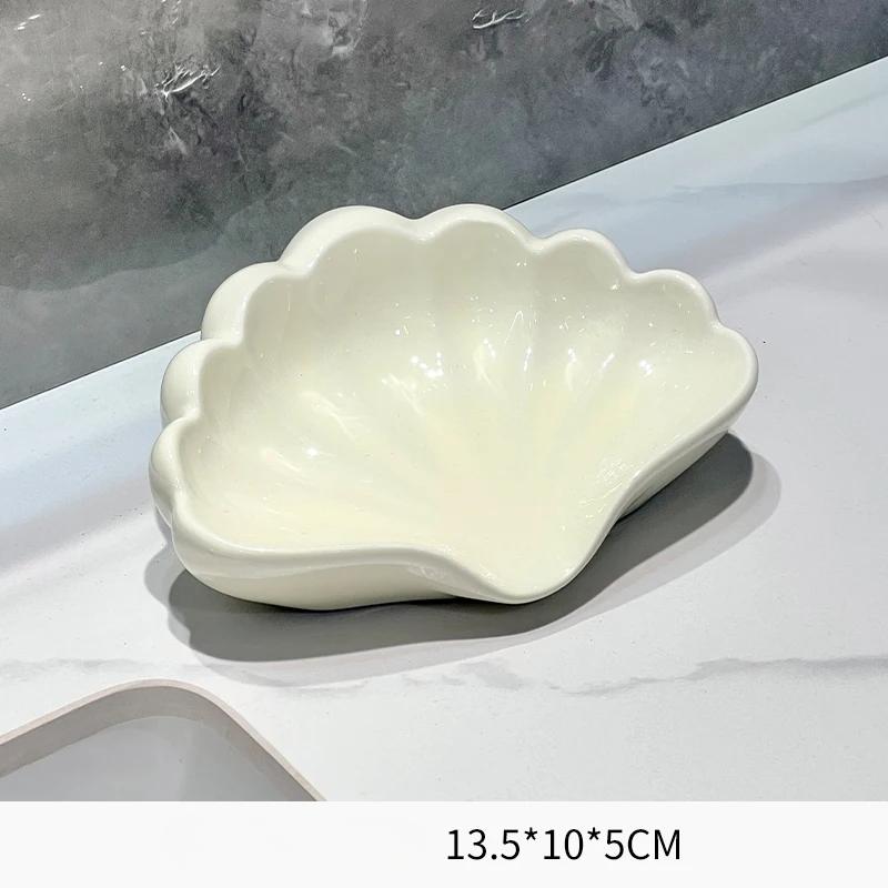 Bathroom Sink Soap Box Household Ceramic Rabbit Shell Shape Storage Rack Household  Bathroom Item Storage Accessories