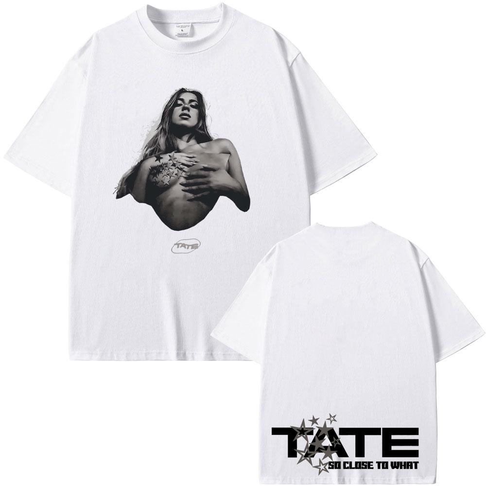 Tate McRae So Close To What Miss Possessive 2025 T-shirts Men Women Fashion Vintage Oversized Short Sleeve 100% Cotton T Shirts