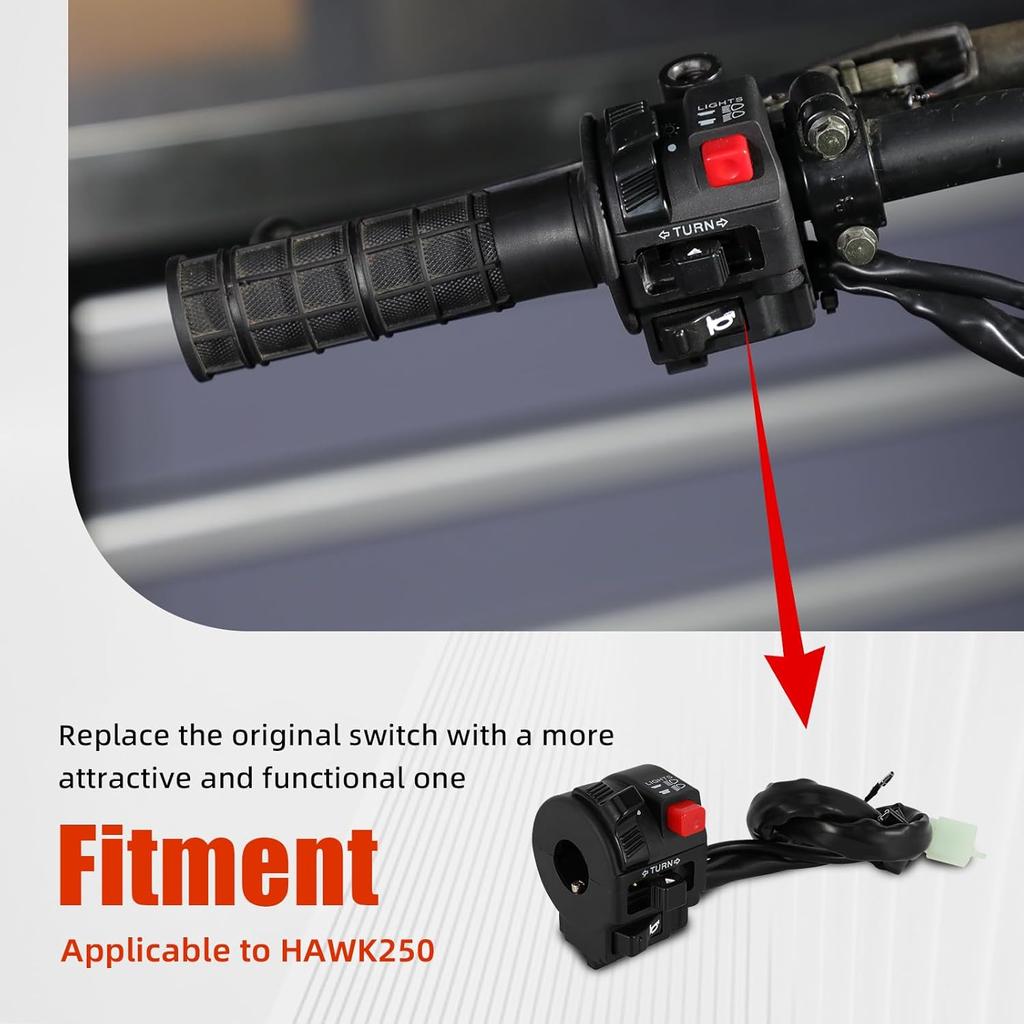 Dirt Bike Handlebar Switch for Hawk 250,Left Electric Motorcycle Light Turn Signal Horn Button for Hawk250