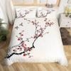 Cherry Blossoms Duvet Cover King for Women Ink Painting Black White Comforter Cover Romantic Theme Bedding Set with 2 Pillowcase