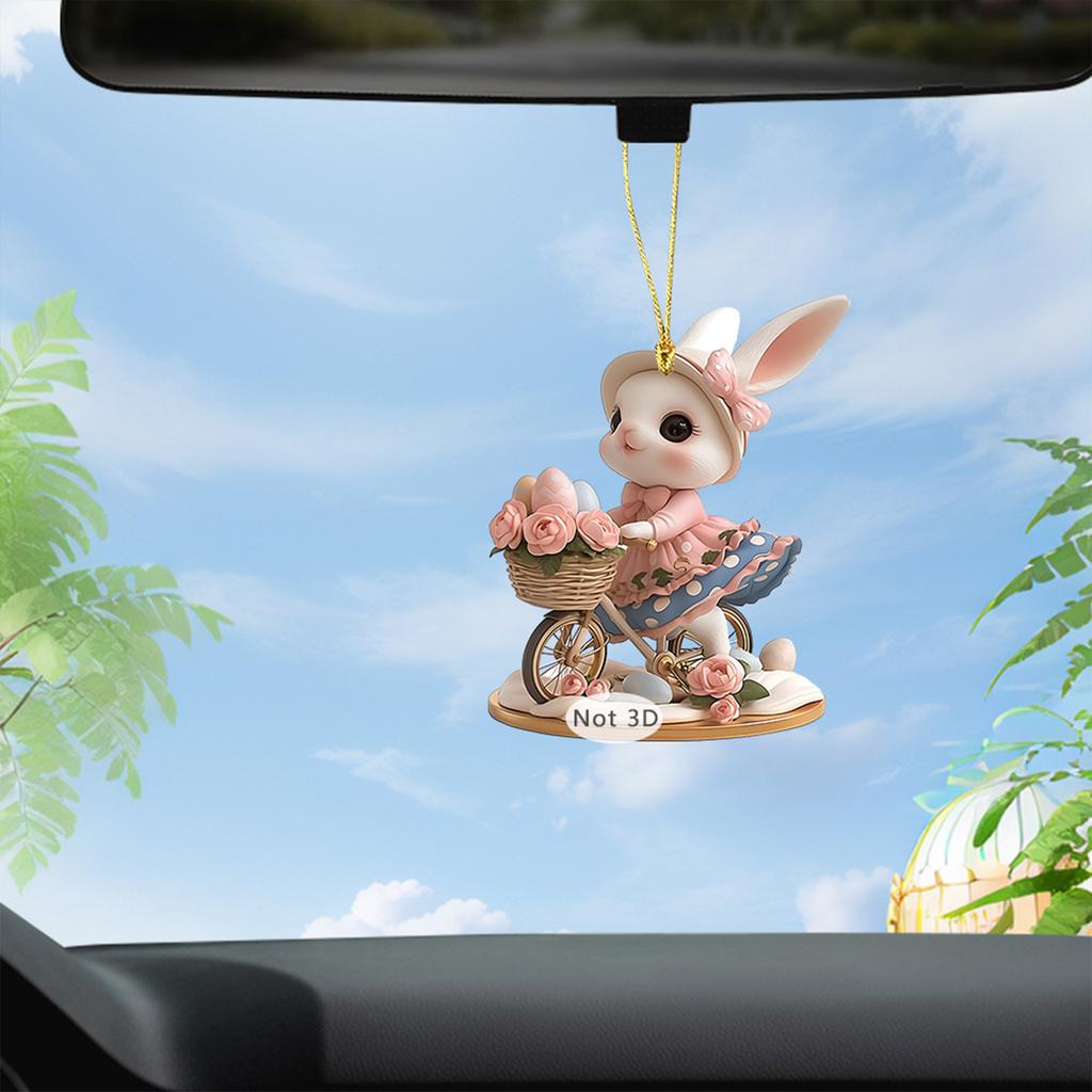 Easter Bunny Wall Decor 2D Flat Acrylic Bunny Egg Easter Pendant, Spring Rabbits And Egg Table Sign Decorations
