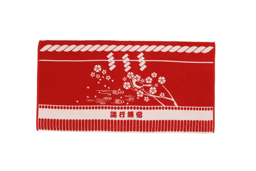 Dosukoi Bath Imabari Impermanence of All Towel, Towel, Large, Thick, Men's & Women's (Red - Things)