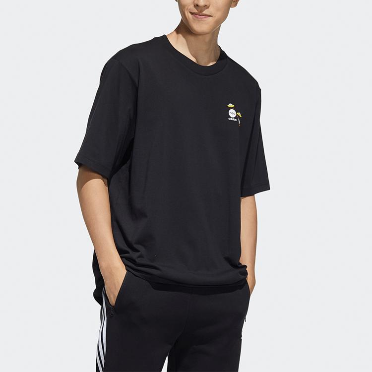 Adidas Neo Letter Print Sports T-Shirt Couples Edition Unisex Tops Black HC9748
