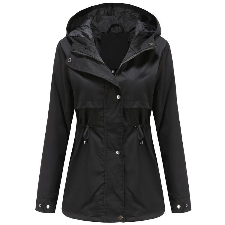Women Waterproof Windbreaker Jacket Trench Coat Lightweight Hooded Outdoor Hiking Windproof Raincoat Classic S