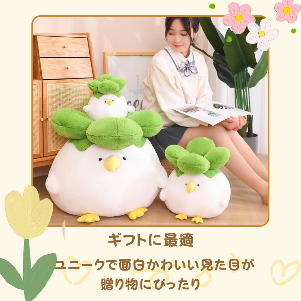 NASSIA Plush Toy - Cabbage and Bird - Funny, Cute, Humorous Item, Body Pillow, Relaxing Item, Gift (40cm)