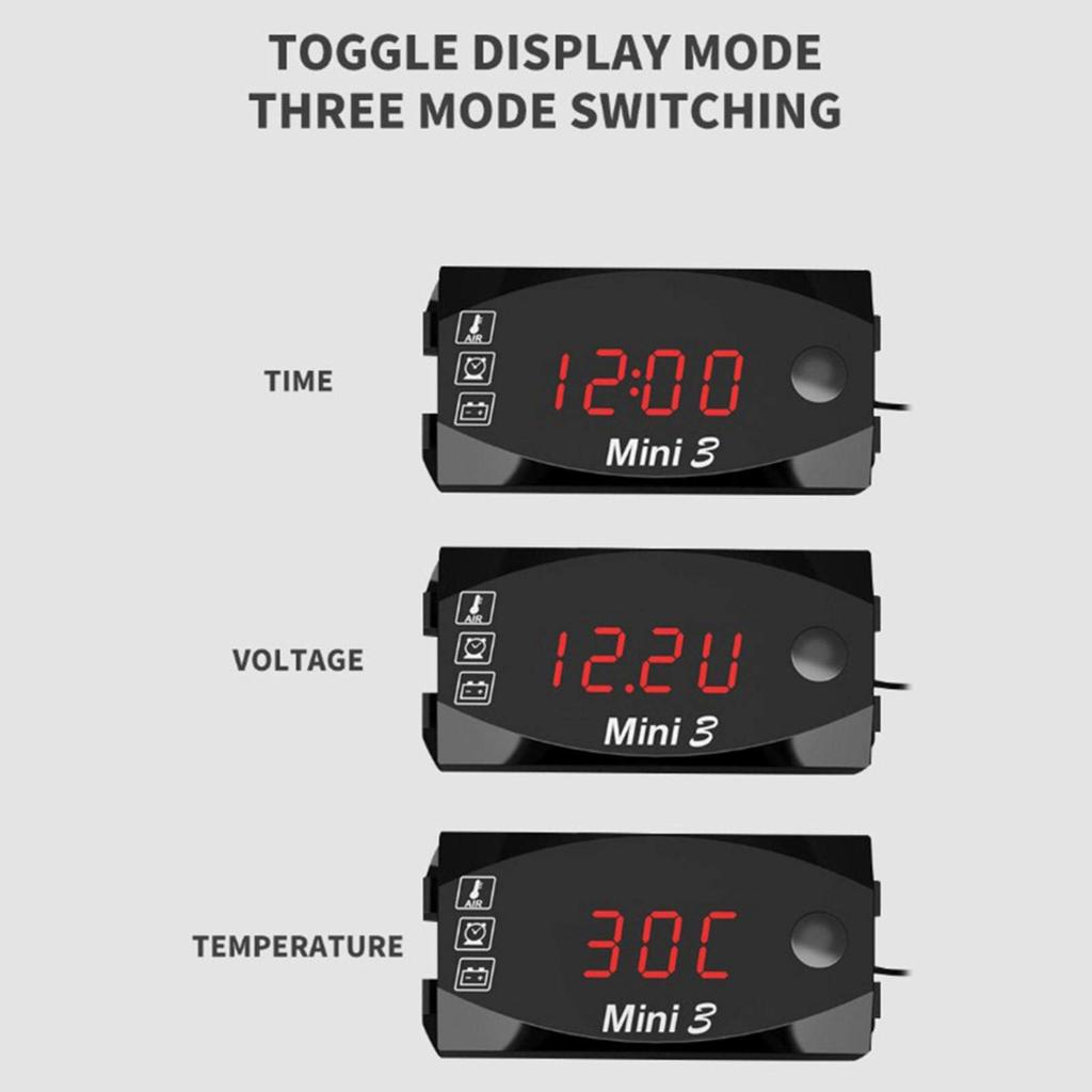 SURD 3 in 1 Multi-functional Motorcycle Clock, 6V-30V, Monitor, Digital Voltmeter, Multi-functional Display, Motorcycle