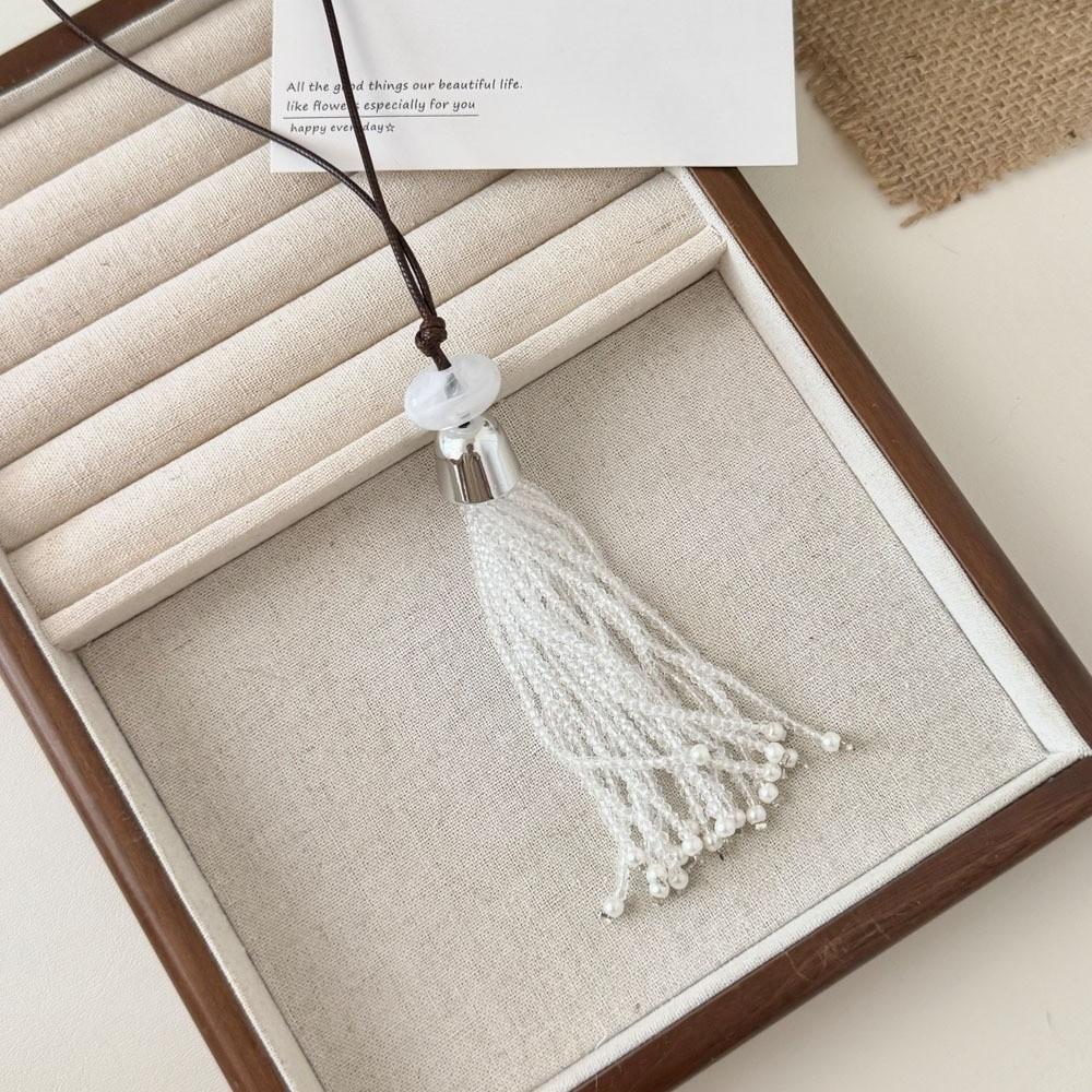 Lange Kordel Anhänger Halsketten Stein Runde Perle Pullover Kette Party Schmuck Geschenk