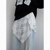 Gonna Irregolare in Pizzo Temperamento Garza Design con Bretelle Gonna Grembiule Trasfrontaliera