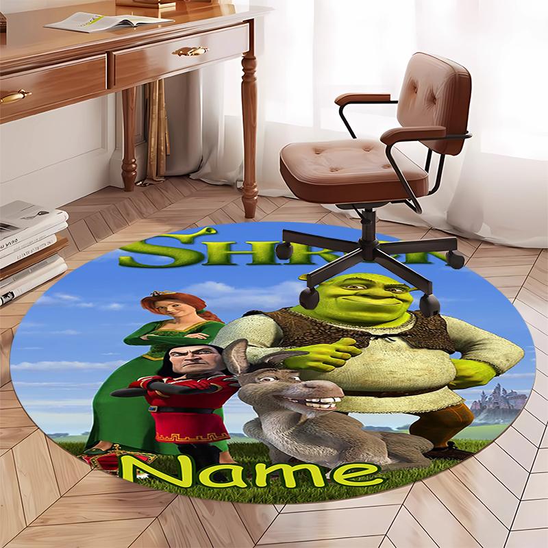 Custom Name Shrek Printed Round Rug Carpet Chair Rug Area Rug Entryway Doormats,for Office Chair Living Room Bedroom Kitchen Room.