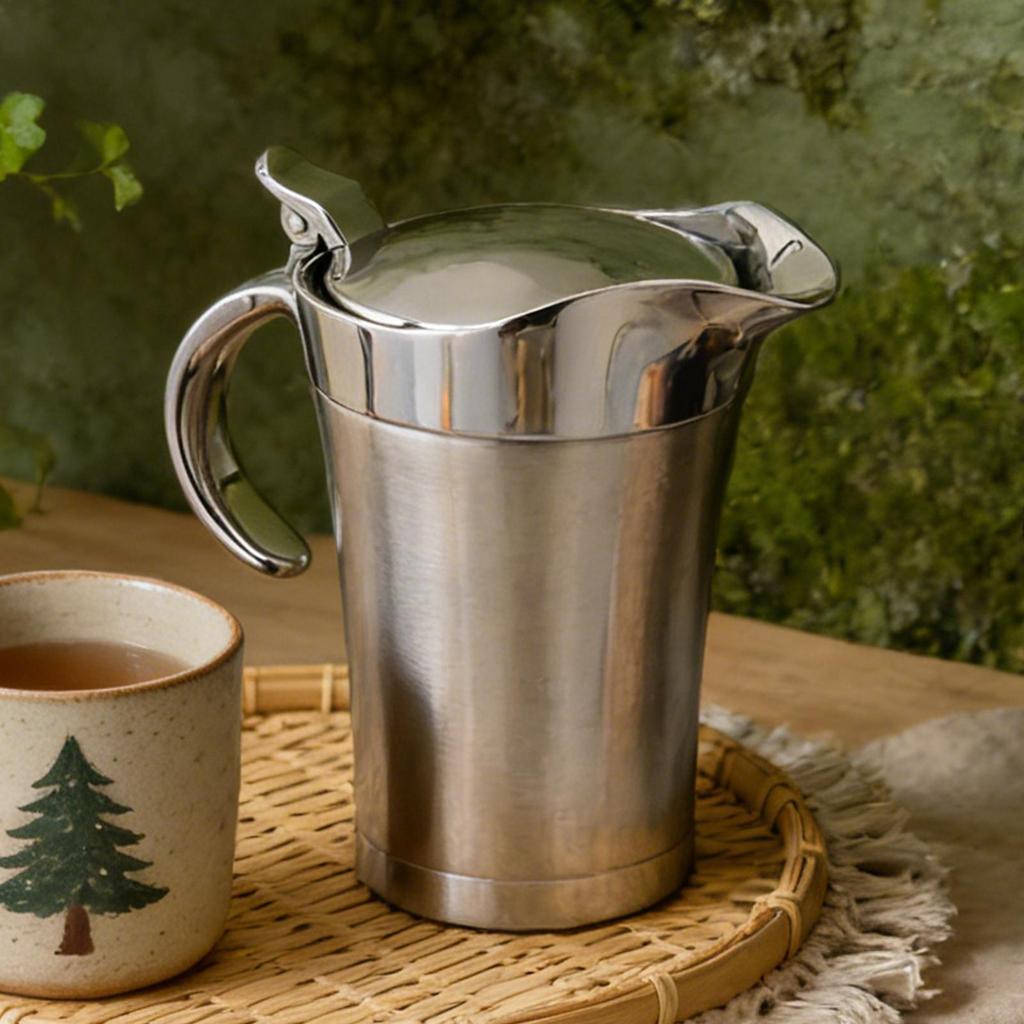 Gravy kanna i rostfritt stål 750 ml Såsspridare Dubbelisolerad Sås- och såskanna Vinägrettkanna med gångjärnslock för hemmafest