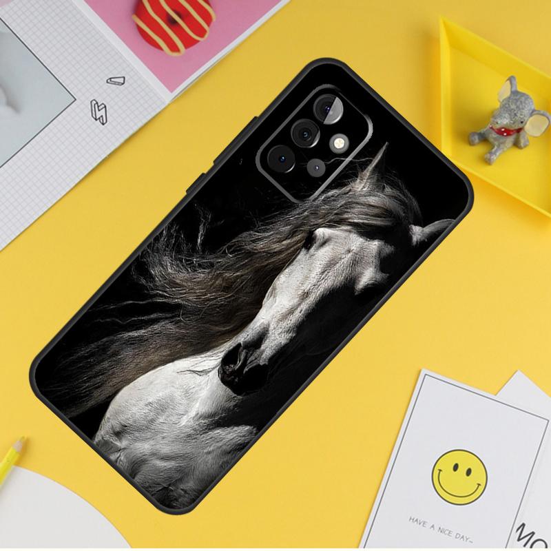 Черный Белый Лошадь Чехол Для Samsung Galaxy A54 A34 A14 A13 A33 A53 A12 A32 A52 A71 A51 A15 A25 A35 A55 Чехол Samsung A15