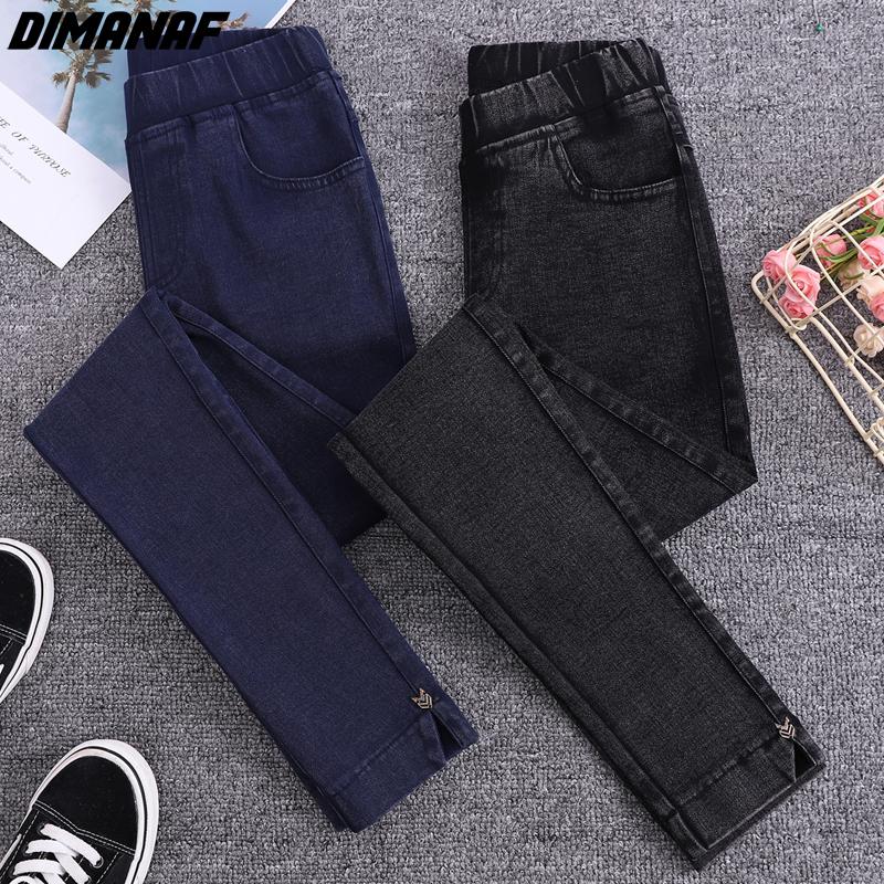 DIMANAF Plus Size Women Jeans Winter Pants Denim Pencil Female Elastic Basic Blue High Waist Trousers Oversize Fashion New Pants 4XL 5XL
