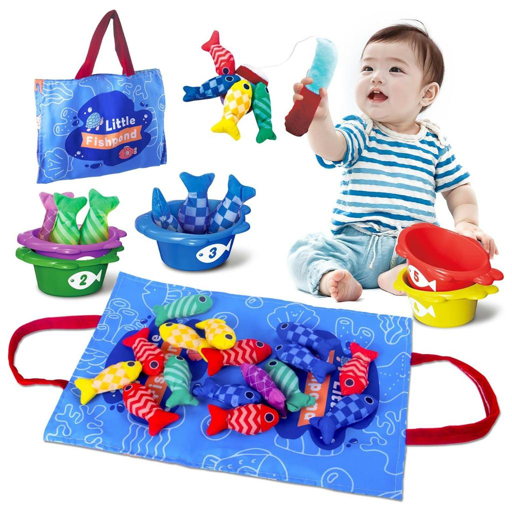 Montessori Cloth Fishing Game Sensory Baby Toys for Toddlers 1-3, Number Counting&Color Sorting, Gifts for Birthday Christmas