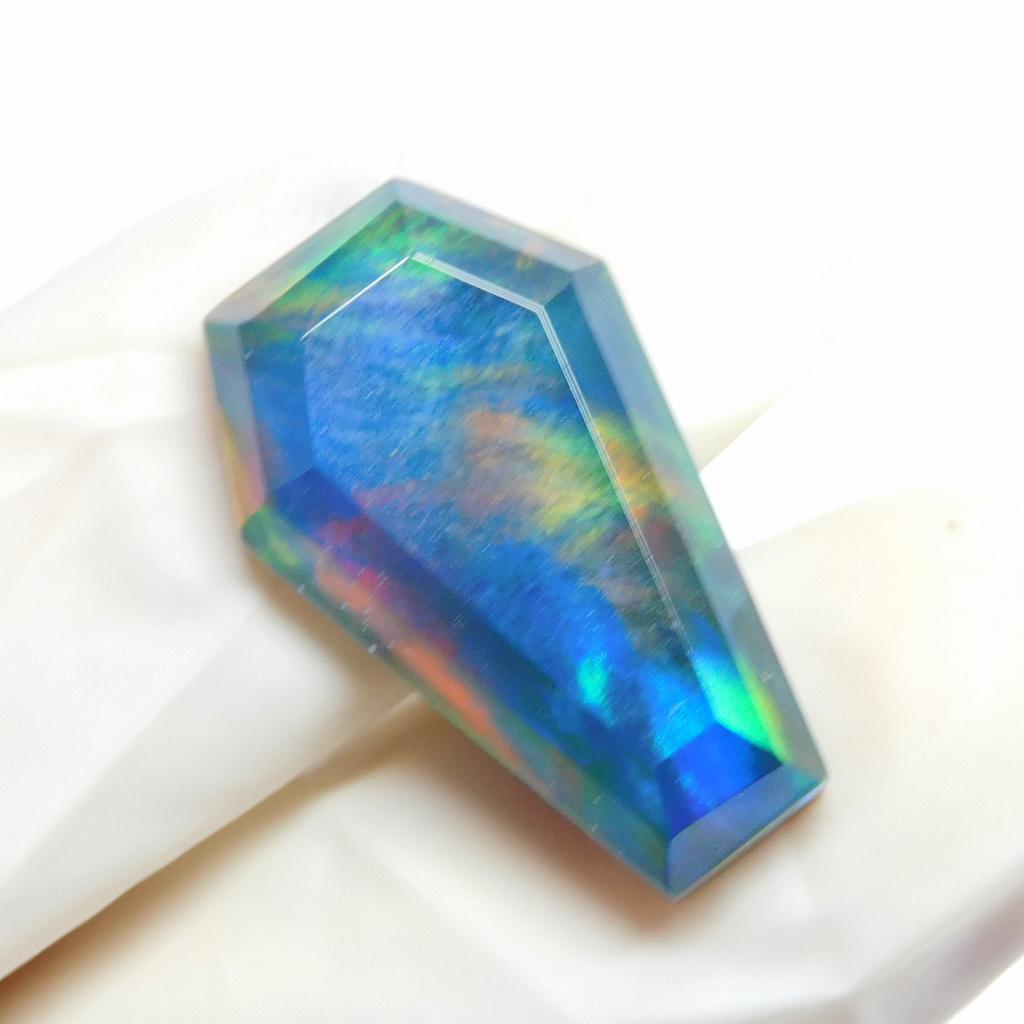 Lab-Created Opal Loose Gemstone Multi Color Fancy Cut Doublet 11.65 ct for Jewelry Making and Crafts
