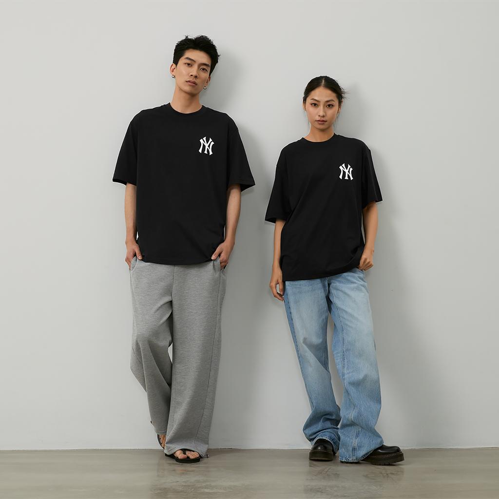 New MLB SS24 Drop Shoulder Sleeve T Shirt Unisex Black 3ATSX0143-50BKS