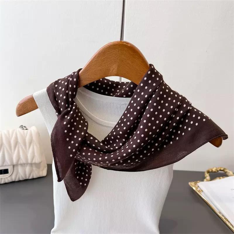 2024 Luxury Animals Floral Print 70cm Cotton Velvet Square Scarf for Women Soft Neckerchief Lady Hijab Neck Tie Hair Headbands