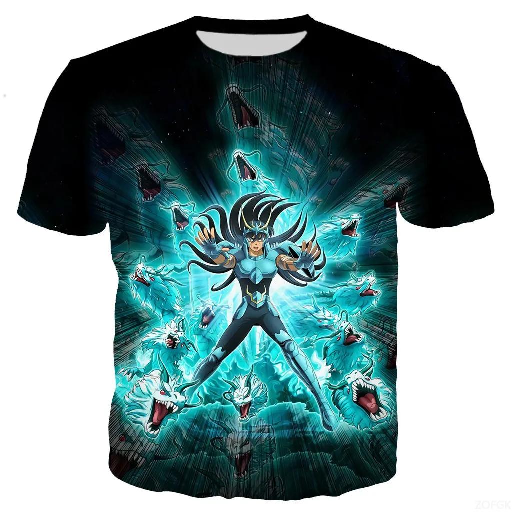 Summer New Harajuku Saint Seiya 3D Printed Street Fashion Casual Adult Children's Clothing T-shirt Round Neck Short Sleeved Top