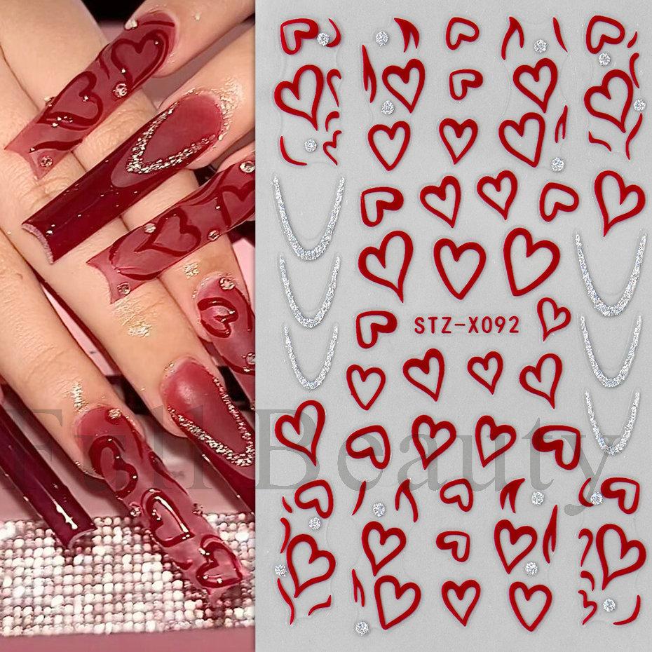 Nail Art Stickers Valentine's Day Romantic Mini Love Hollow Love French Love Adhesive Nail Stickers