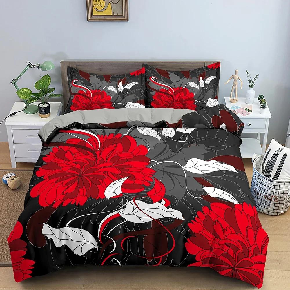 Modern Bedding Set Floral Pattern Duvet Cover Bedroom 3D Comforter Covers Single Twin King Size Quilt Cover Home Textile 2/3PCS