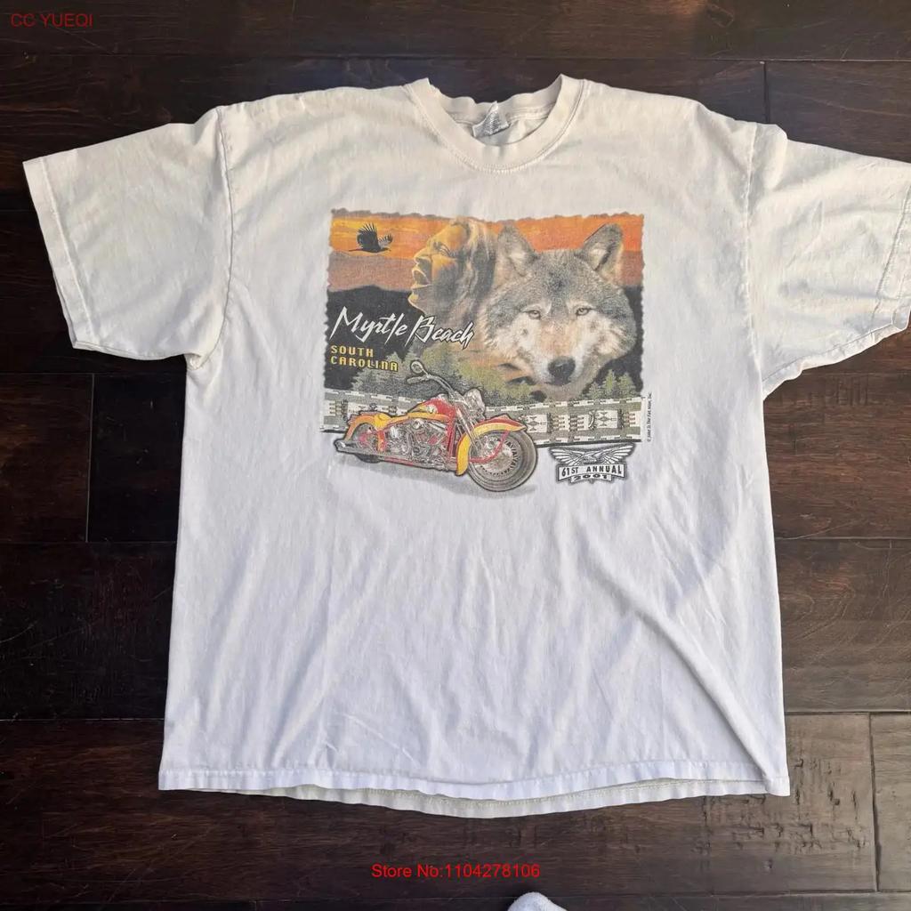 Myrtle Beach Bike Week 2001 T Shirt XL Motorcycle Biker Men's Vintage Washed Fashion Slightly Comfortable Unisex Homme Graphic