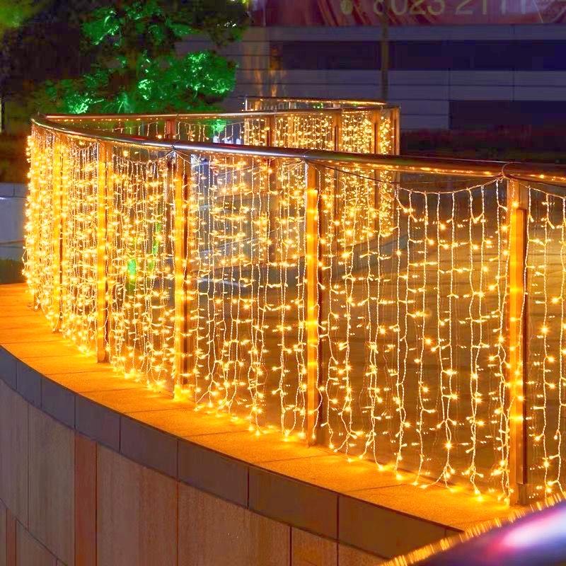 Christmas Decorations LED Icicle String Lights EU Plug Christmas Garland Droop Light Wedding Garden Street Outdoor Decoration