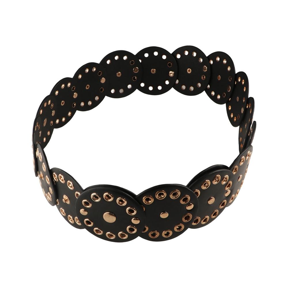 Retro Rivet Wide Belt Y2k Concho Waistband Fashion Disc PU Hollow Belt  Girls