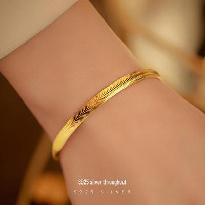 Bracelet Banyan Tree en Argent S925 Œil de Chat pour Femmes - Or Massif, Tendance, Polyvalent, Nouveau Design Brossé Bijoux.