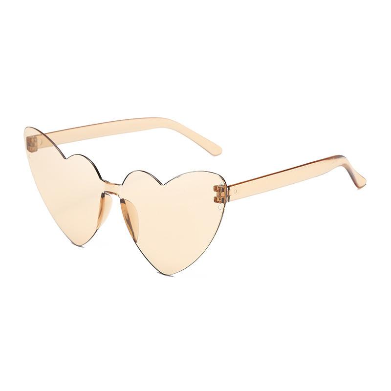 Amazon Thin Peach Heart Sunglasses Jelly Color Rimless Heart-Shaped One-Piece Glasses Candy Color Love Sunglasses