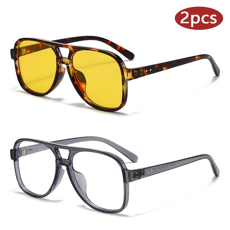 2pcs Trendy Rectangle Sunglasses Women Fashion Candy Color Mirror Lens Designer Sun Glasses Female Eyewear Oculos De Sol