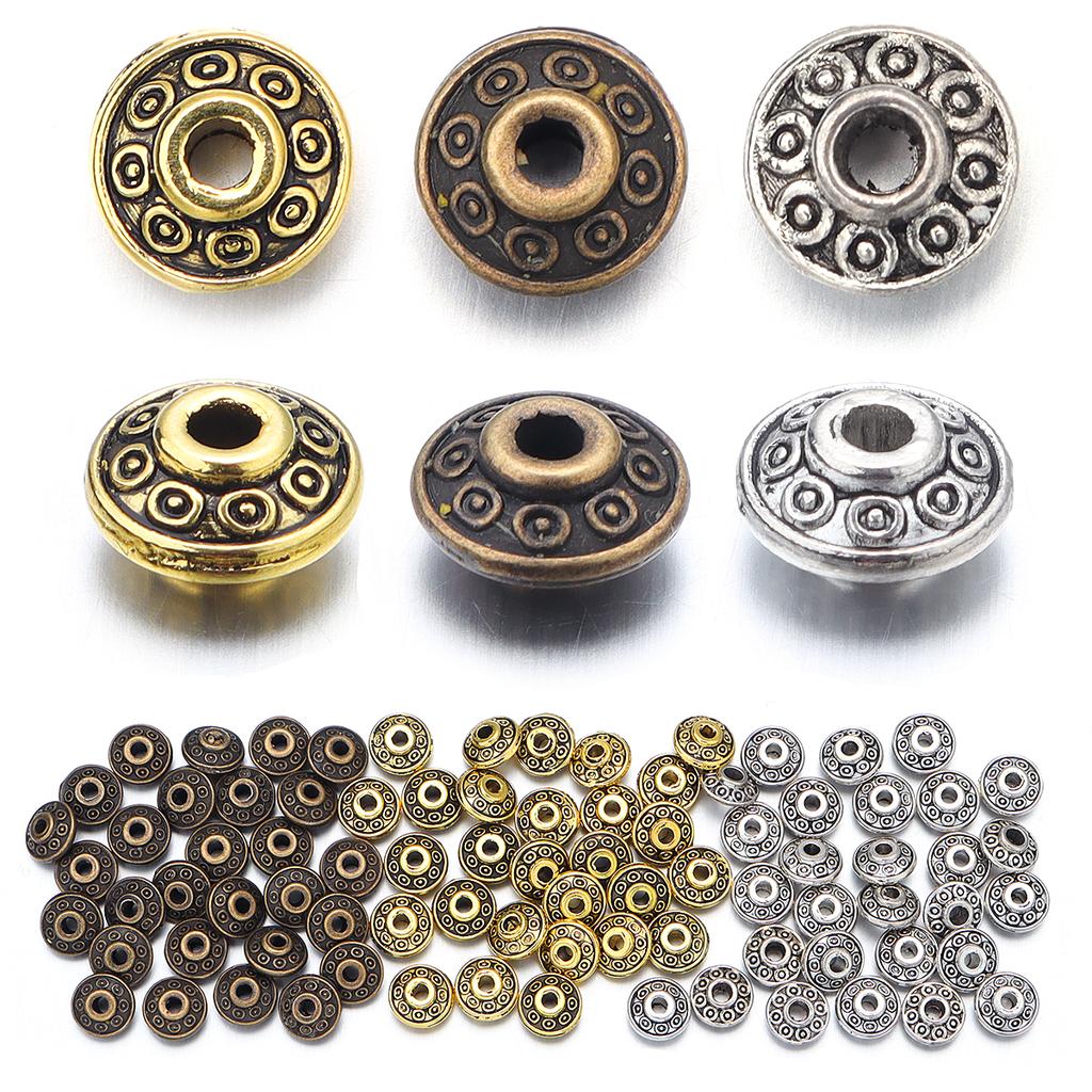 50 Stück/Los 6,5x3,5mm Vintage Legierung Abstandshalter Perlen Metallperlen Lose Perlen Für Schmuckherstellung DIY Armband Halskette Zubehör