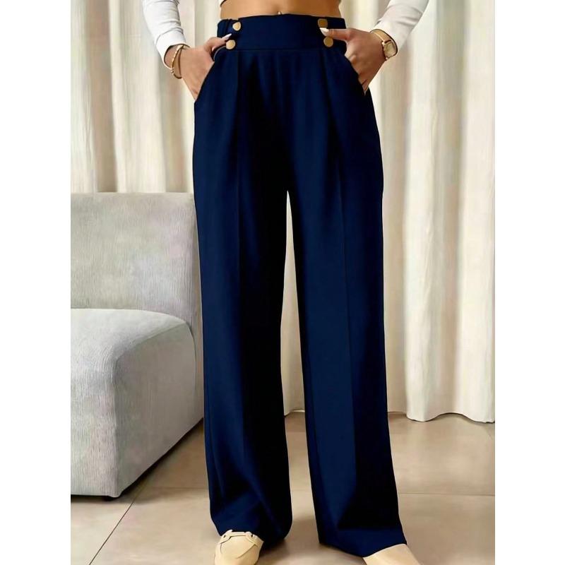 New Style Stretch Floor-length Casual Pants, High-waisted Long Pants, Loose and Elegant Style Straight-leg Women's Trousers